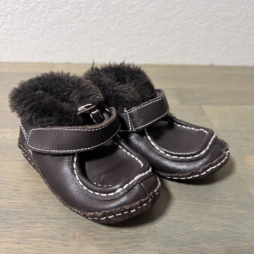 Oshkosh Baby Boy Brown Leather Shoes Infant Size 5 Moccasin Booties Unisex Girl
